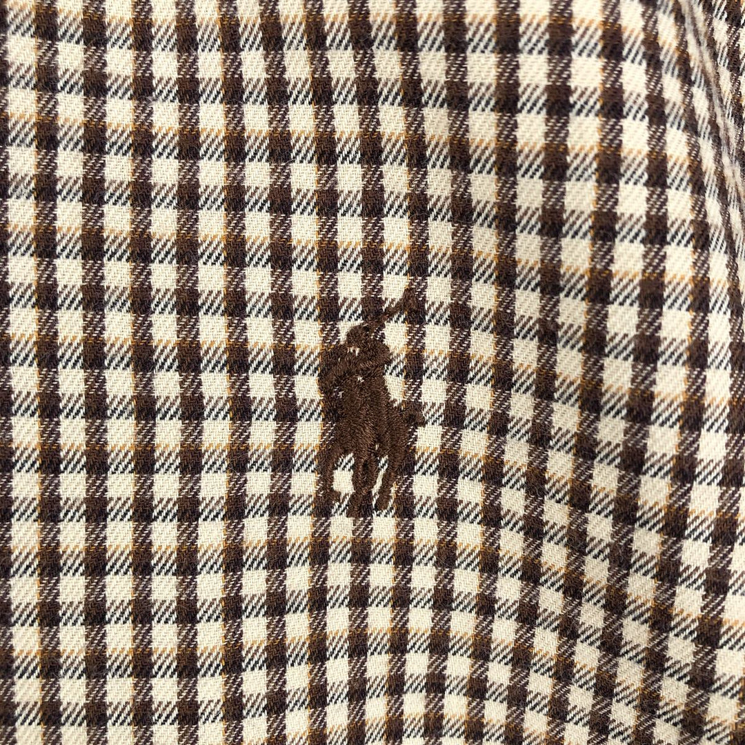 Ralph Lauren BLAKE long sleeve button down check shirt, men's size L cotton brown type Vintage Second Hand