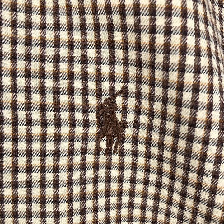Ralph Lauren BLAKE long sleeve button down check shirt, men's size L cotton brown type Vintage Second Hand