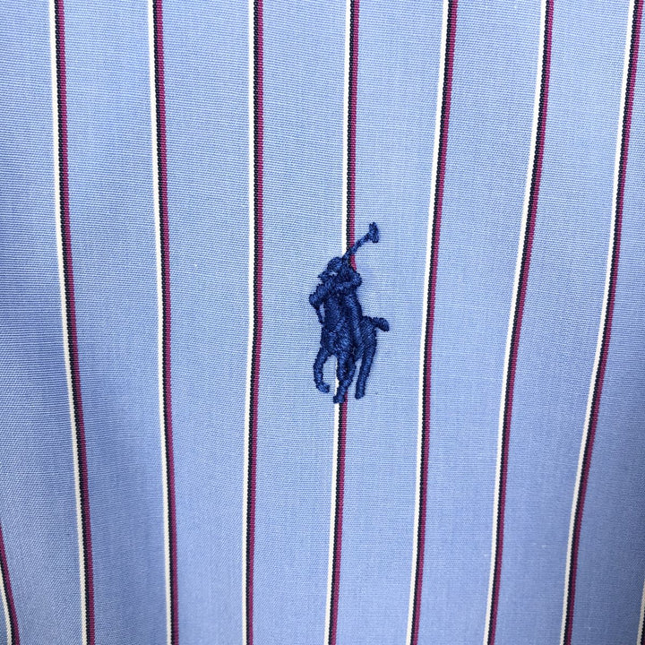 Ralph Lauren CLASSIC FIT Multi-Stripe Long-Sleeve Button-Down Stripe Shirt, Made in Indonesia, Men's Size XL (approx.) cotton blue type Vintage Second Hand