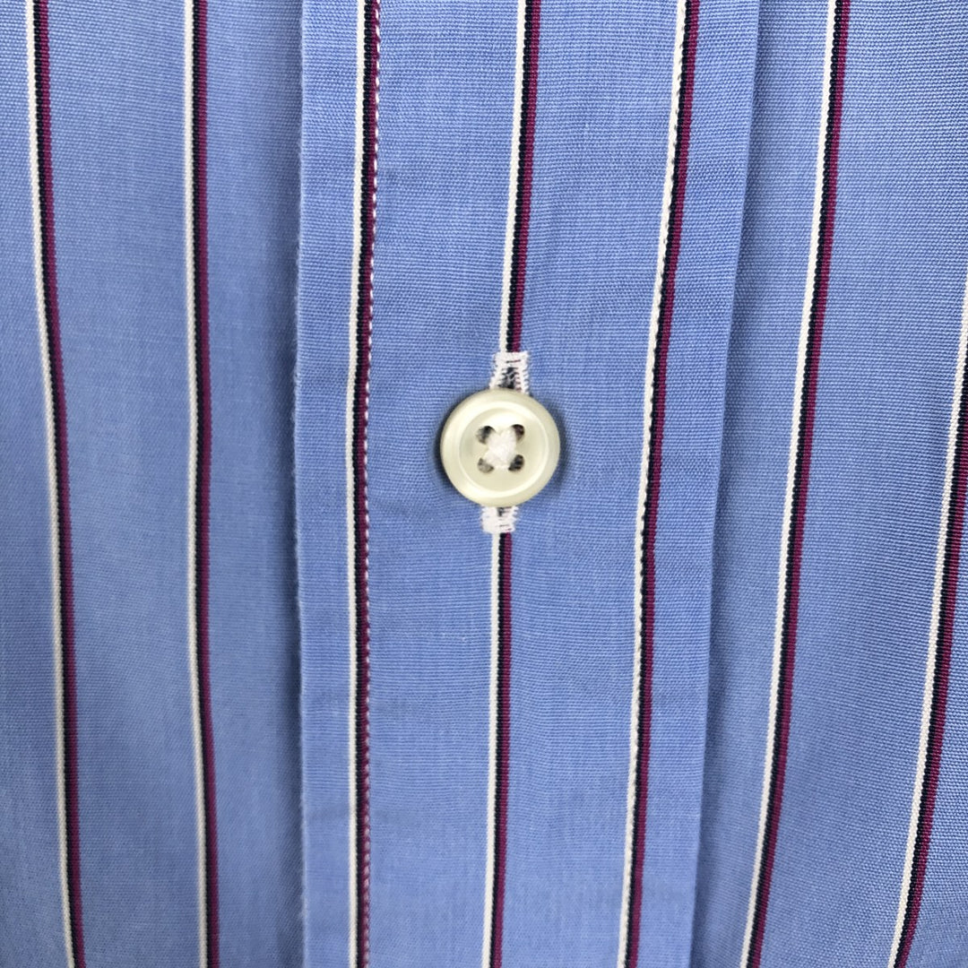 Ralph Lauren CLASSIC FIT Multi-Stripe Long-Sleeve Button-Down Stripe Shirt, Made in Indonesia, Men's Size XL (approx.) cotton blue type Vintage Second Hand