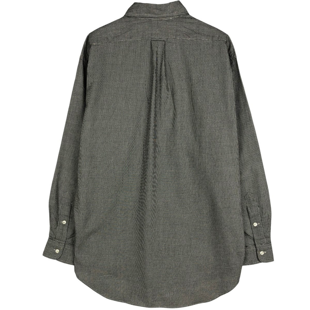 90'S Ralph Lauren BLAKE Houndstooth Pattern Long-Sleeve Button-Down Shirt, Men's Size M (approx.), Vintage cotton black type Vintage Second Hand