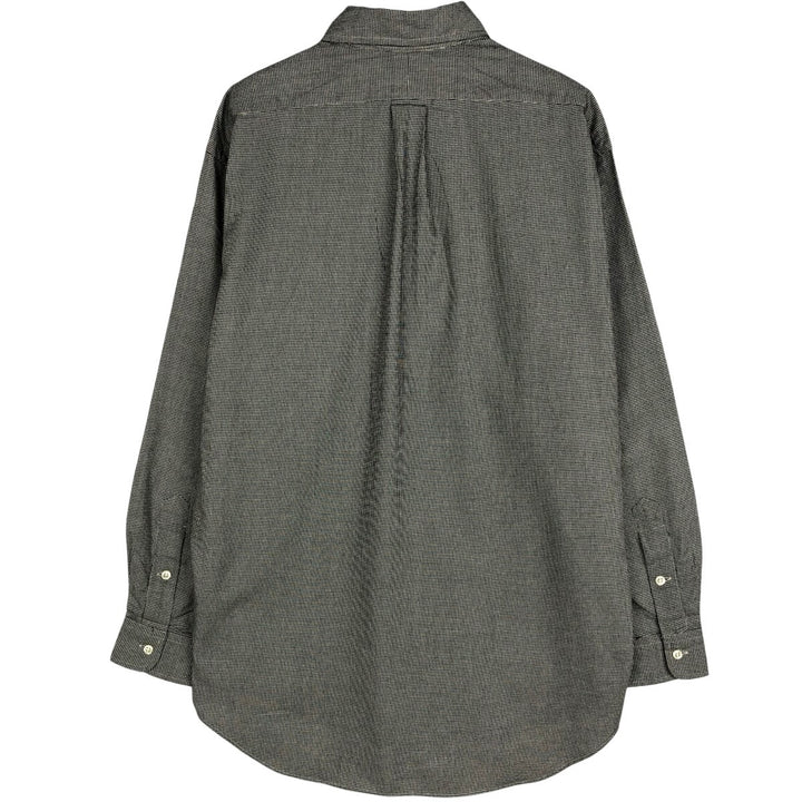 90'S Ralph Lauren BLAKE Houndstooth Pattern Long-Sleeve Button-Down Shirt, Men's Size M (approx.), Vintage cotton black type Vintage Second Hand