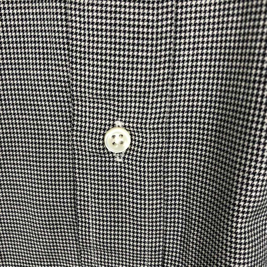 90'S Ralph Lauren BLAKE Houndstooth Pattern Long-Sleeve Button-Down Shirt, Men's Size M (approx.), Vintage cotton black type Vintage Second Hand