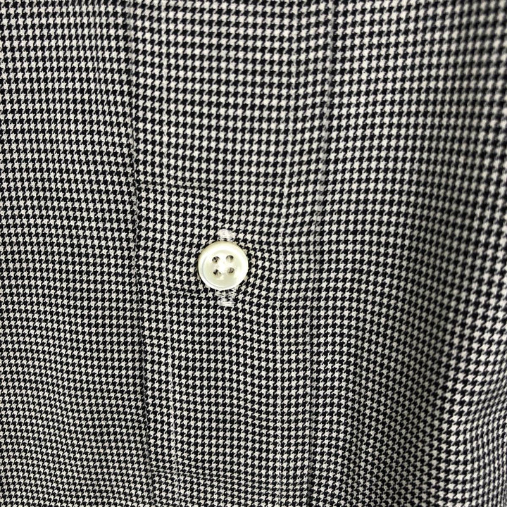 90'S Ralph Lauren BLAKE Houndstooth Pattern Long-Sleeve Button-Down Shirt, Men's Size M (approx.), Vintage cotton black type Vintage Second Hand