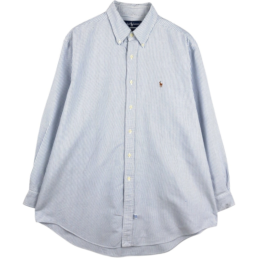 Ralph Lauren long sleeve button down striped shirt, men's XL size cotton white type Vintage Second Hand