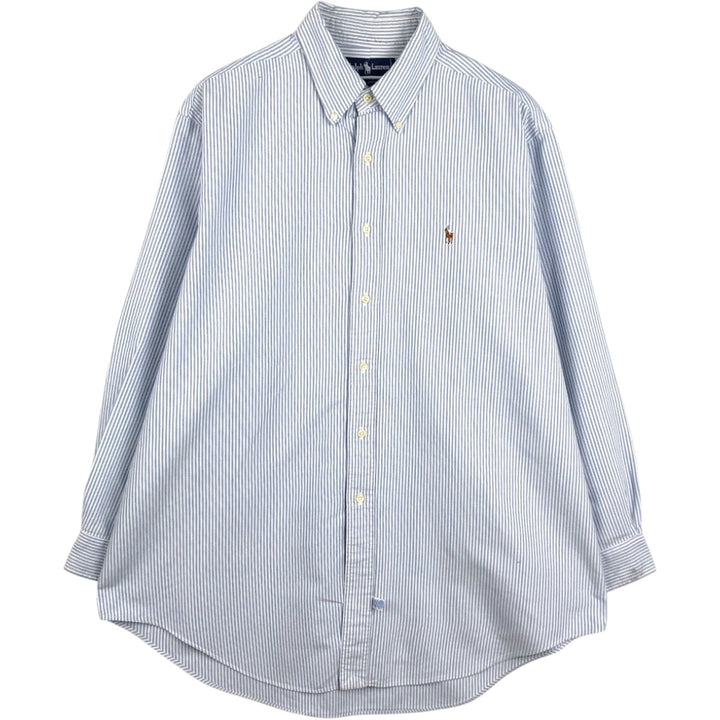Ralph Lauren long sleeve button down striped shirt, men's XL size cotton white type Vintage Second Hand
