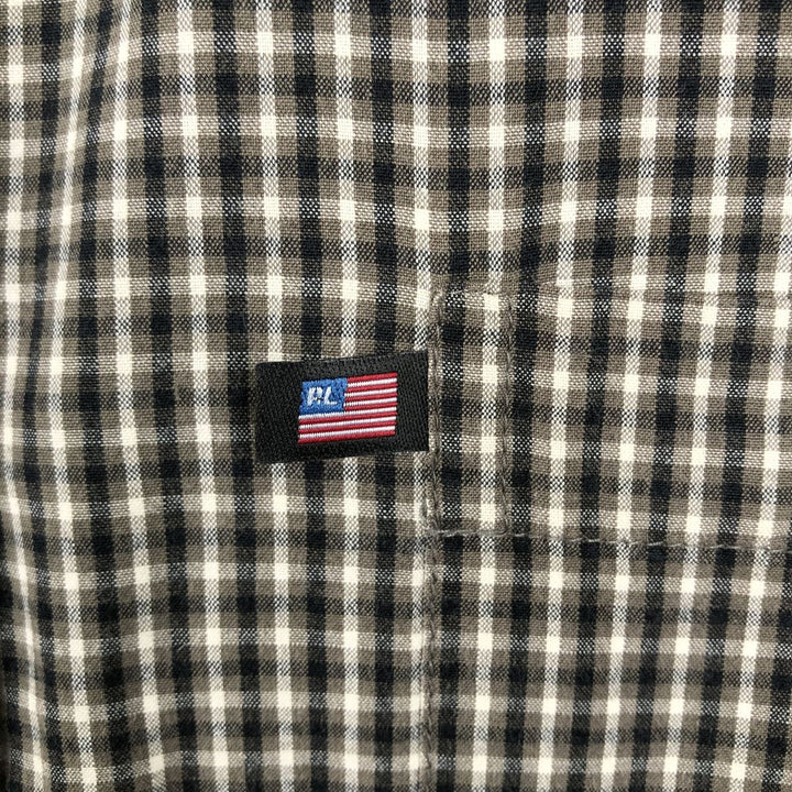 Ralph Lauren POLO JEANS COMPANY Long-Sleeve Button-Down Check Shirt, Men's Size L (approx.) cotton Khaki type brown Vintage Second Hand