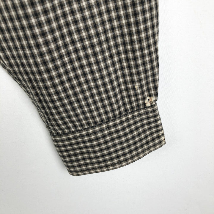 Ralph Lauren POLO JEANS COMPANY Long-Sleeve Button-Down Check Shirt, Men's Size L (approx.) cotton Khaki type brown Vintage Second Hand