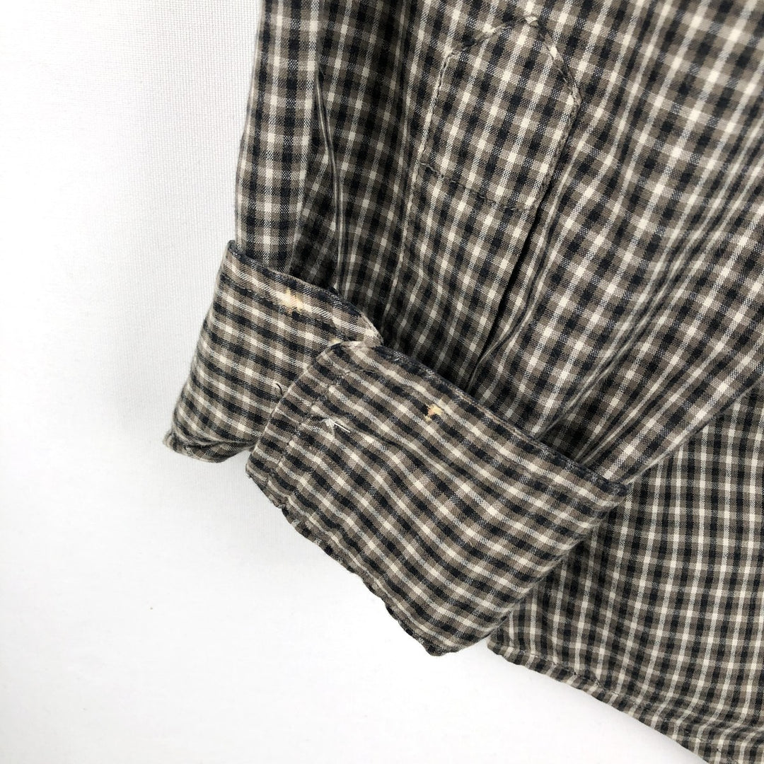 Ralph Lauren POLO JEANS COMPANY Long-Sleeve Button-Down Check Shirt, Men's Size L (approx.) cotton Khaki type brown Vintage Second Hand