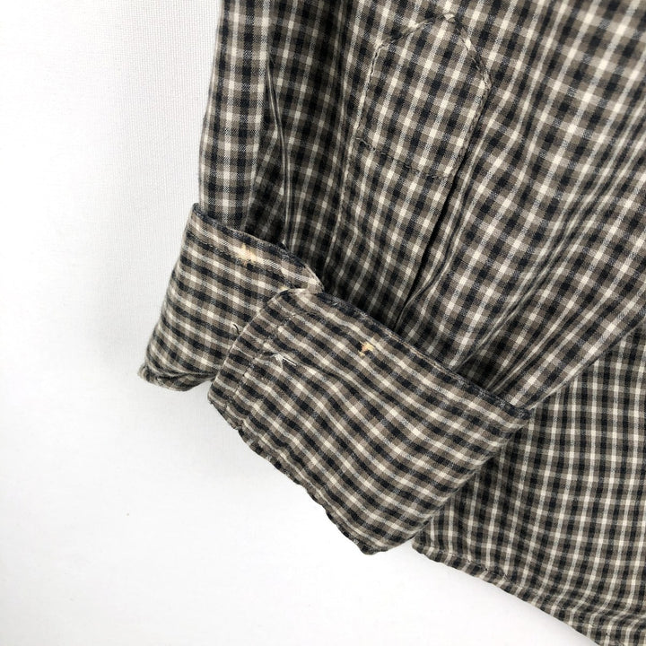 Ralph Lauren POLO JEANS COMPANY Long-Sleeve Button-Down Check Shirt, Men's Size L (approx.) cotton Khaki type brown Vintage Second Hand