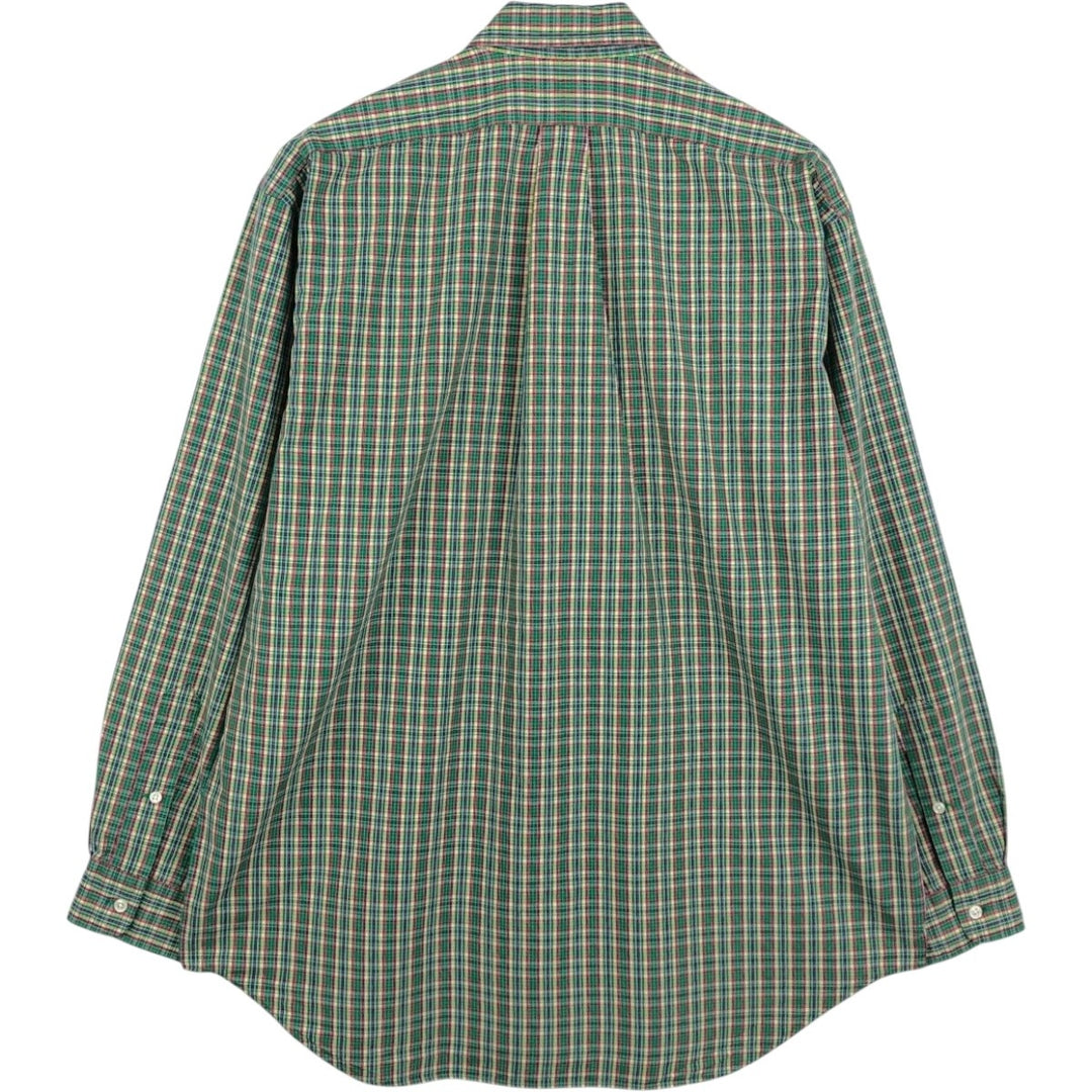 Ralph Lauren BLAKE long sleeve button down check shirt, men's size L cotton green type Vintage Second Hand
