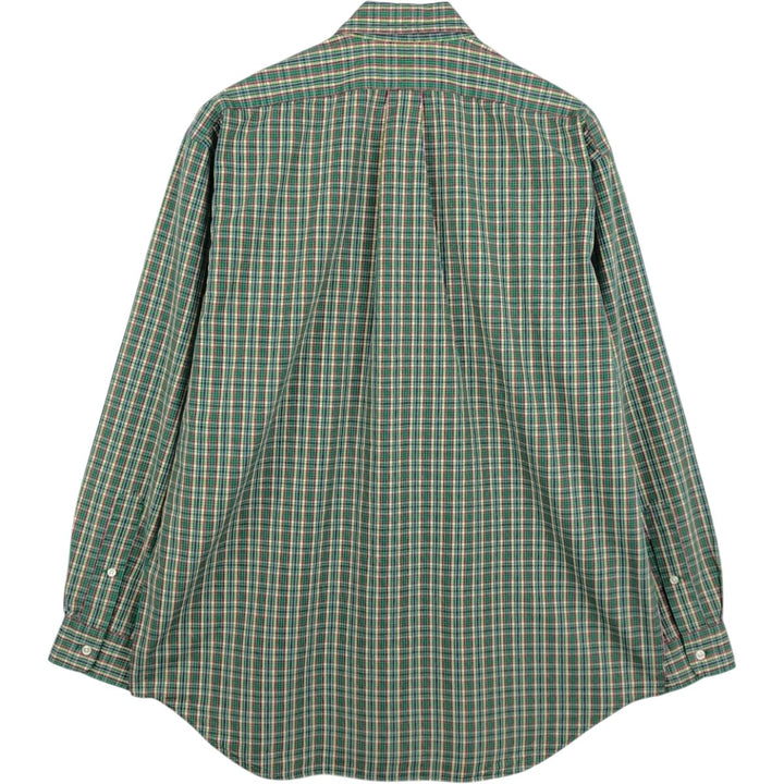 Ralph Lauren BLAKE long sleeve button down check shirt, men's size L cotton green type Vintage Second Hand