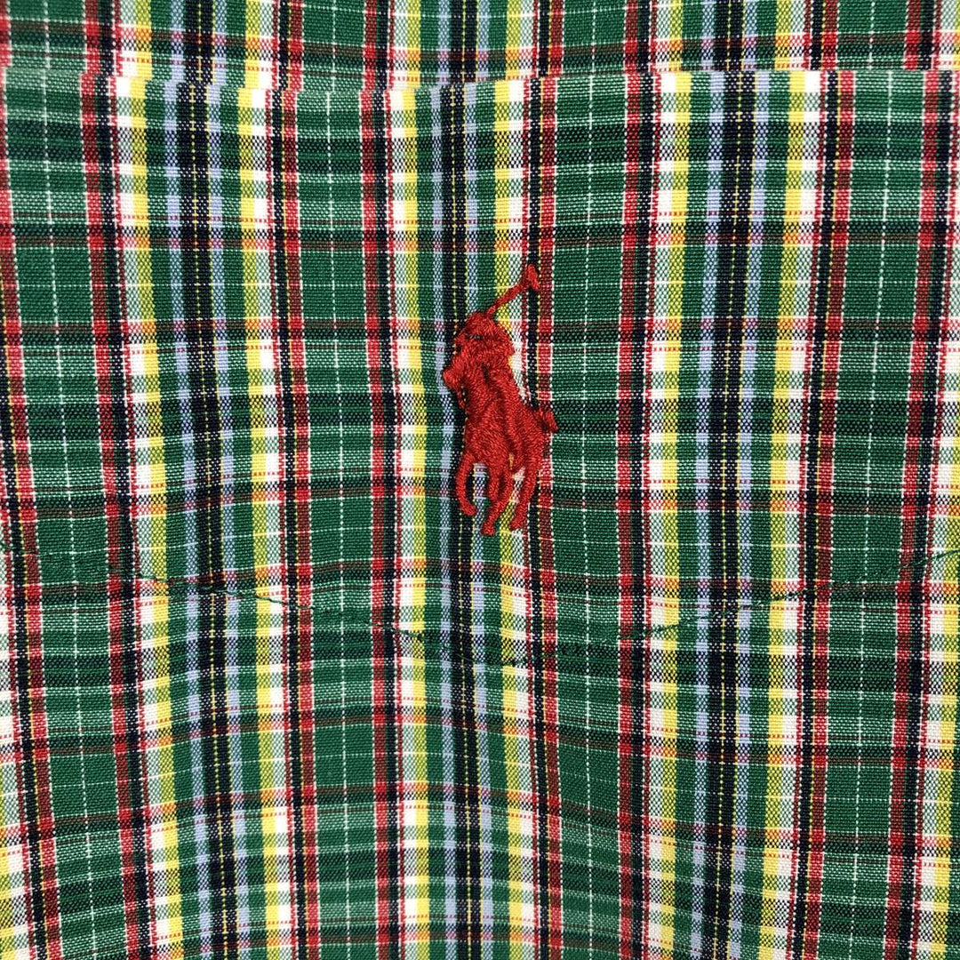 Ralph Lauren BLAKE long sleeve button down check shirt, men's size L cotton green type Vintage Second Hand