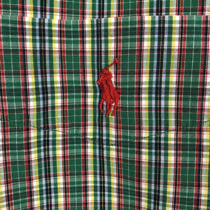 Ralph Lauren BLAKE long sleeve button down check shirt, men's size L cotton green type Vintage Second Hand