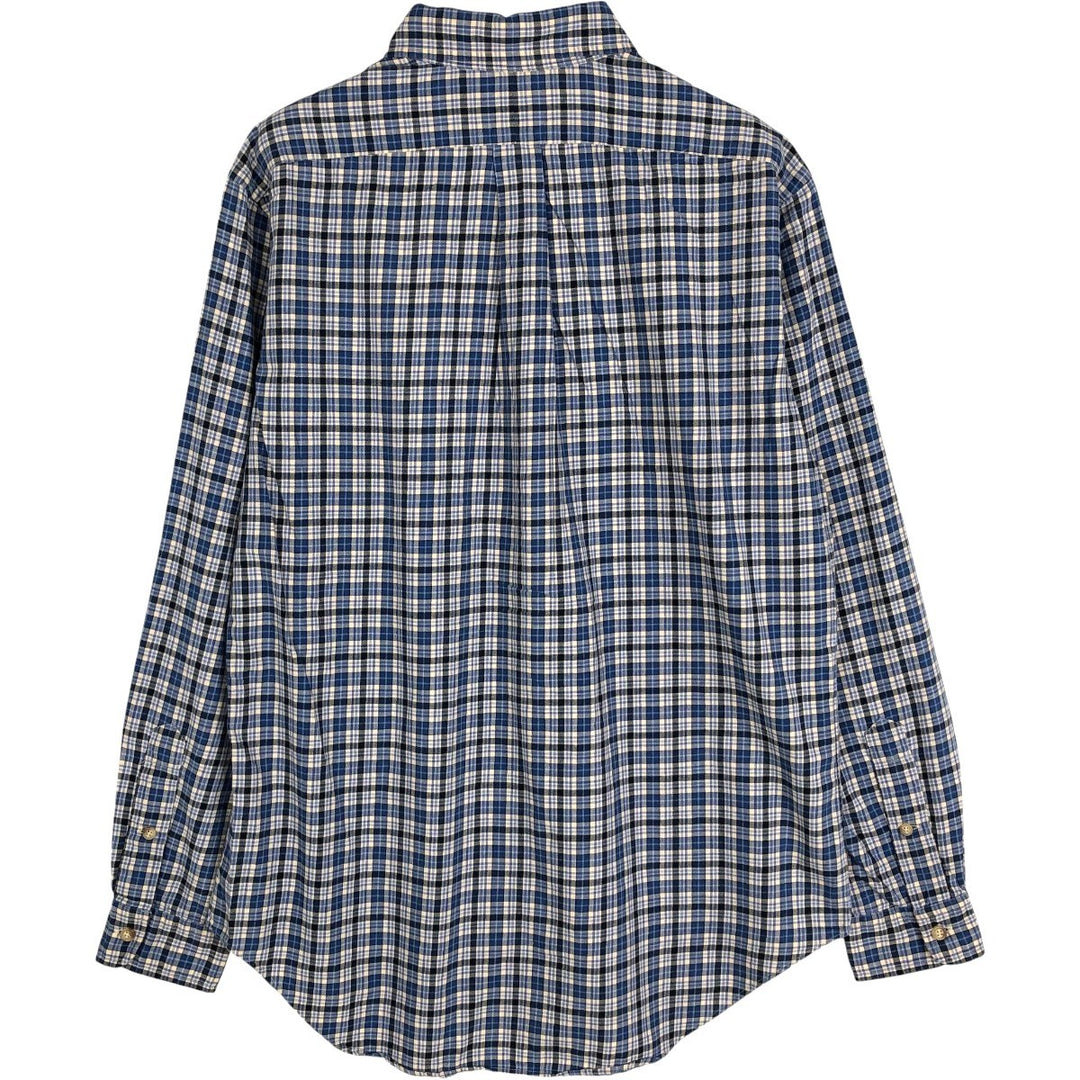 90'S Ralph Lauren CLASSIC FIT Long-Sleeve Button-Down Check Shirt, Men's Size M (approx.), Vintage Button-Down cotton blue type Vintage Second Hand