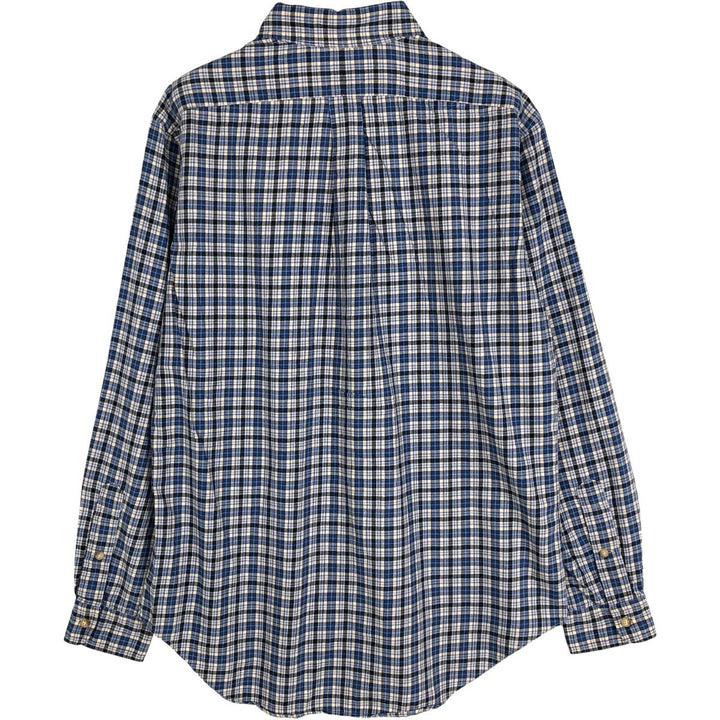 90'S Ralph Lauren CLASSIC FIT Long-Sleeve Button-Down Check Shirt, Men's Size M (approx.), Vintage Button-Down cotton blue type Vintage Second Hand