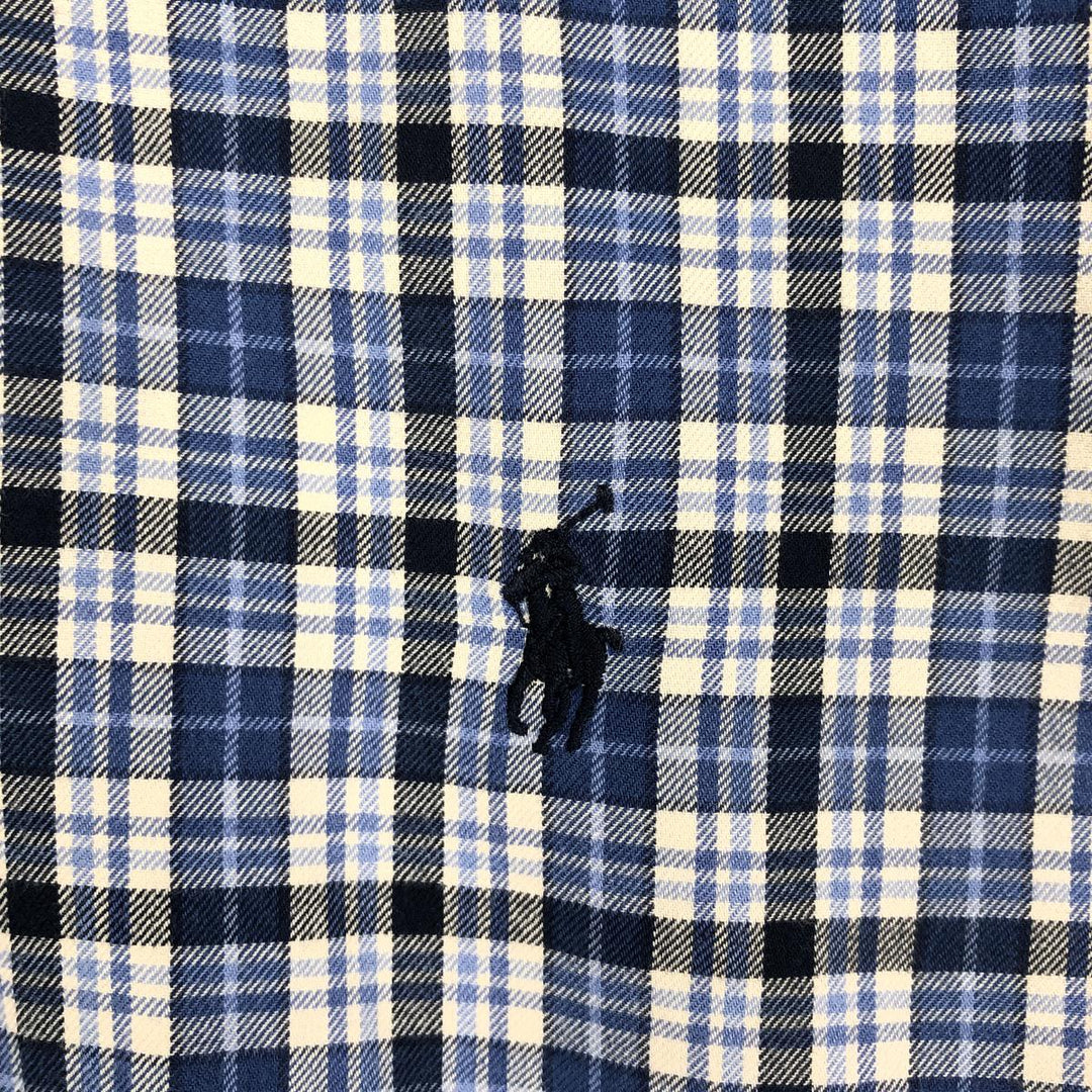 90'S Ralph Lauren CLASSIC FIT Long-Sleeve Button-Down Check Shirt, Men's Size M (approx.), Vintage Button-Down cotton blue type Vintage Second Hand