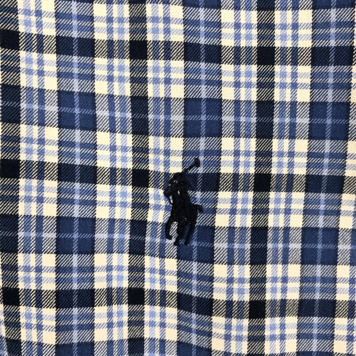 90'S Ralph Lauren CLASSIC FIT Long-Sleeve Button-Down Check Shirt, Men's Size M (approx.), Vintage Button-Down cotton blue type Vintage Second Hand