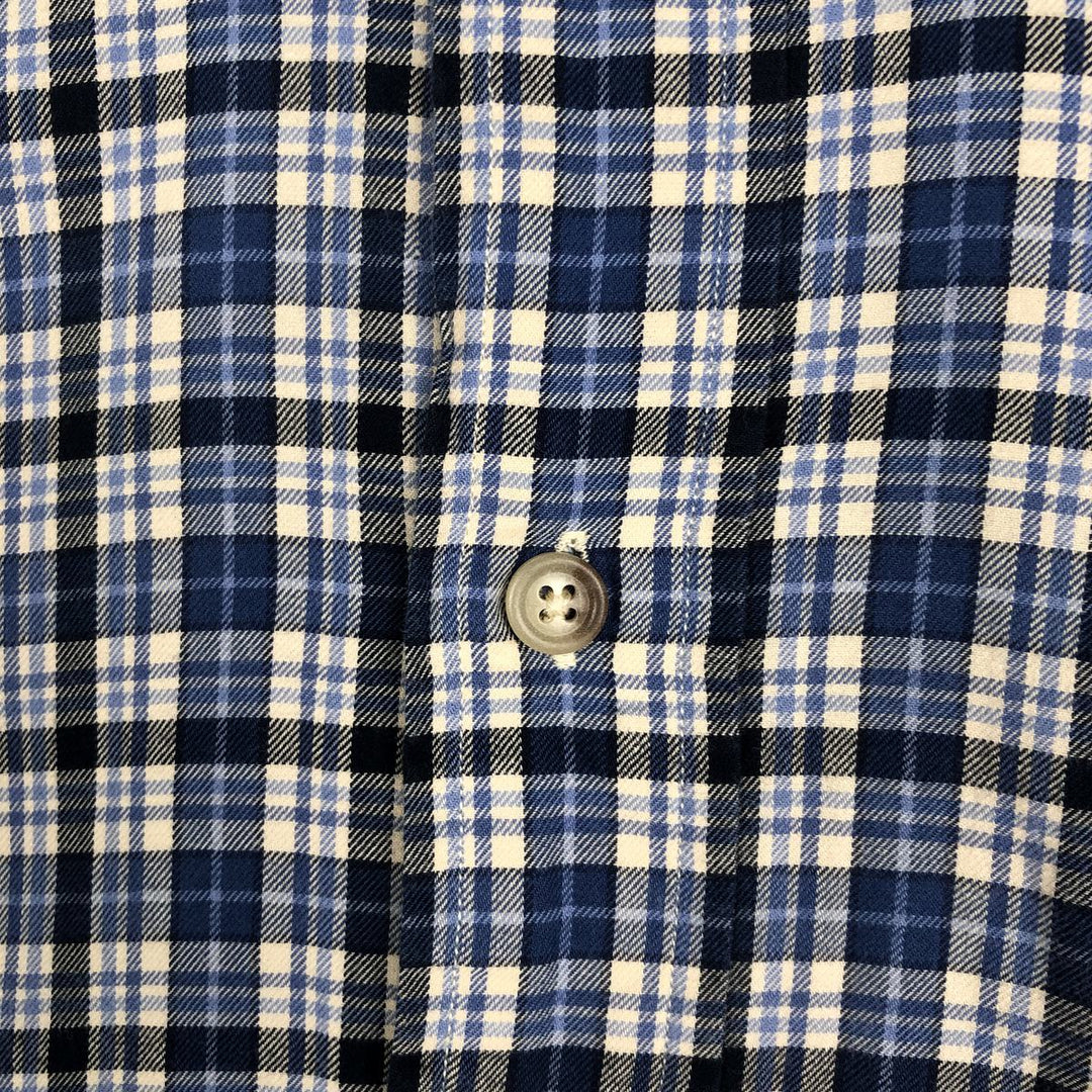 90'S Ralph Lauren CLASSIC FIT Long-Sleeve Button-Down Check Shirt, Men's Size M (approx.), Vintage Button-Down cotton blue type Vintage Second Hand