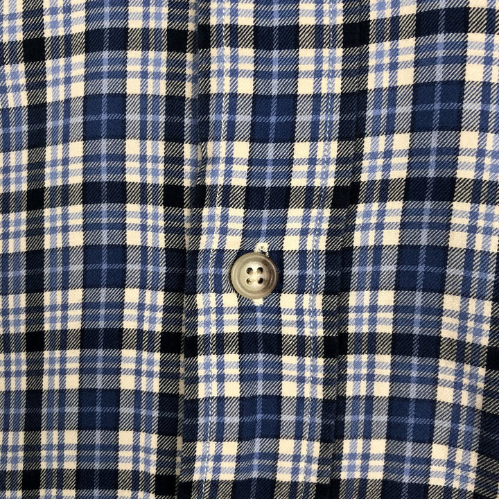 90'S Ralph Lauren CLASSIC FIT Long-Sleeve Button-Down Check Shirt, Men's Size M (approx.), Vintage Button-Down cotton blue type Vintage Second Hand