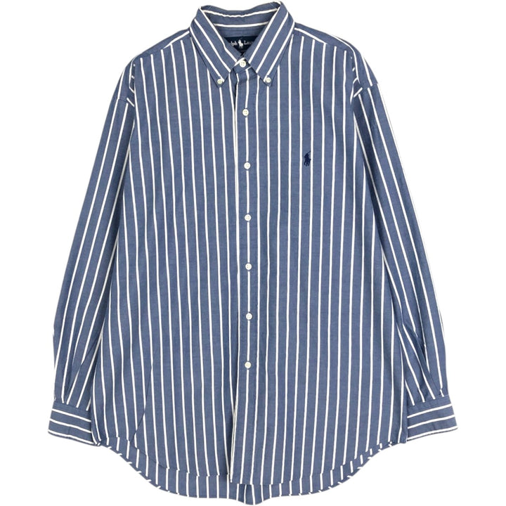 90'S Ralph Lauren BLAKE Long-Sleeve Button-Down Striped Shirt, Men's Size M (approx.), Vintage Button-Down unclear blue type Vintage Second Hand