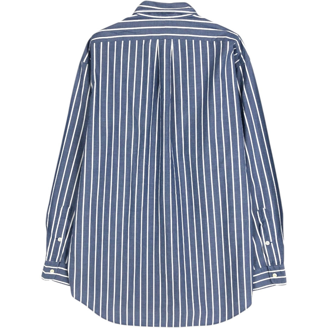 90'S Ralph Lauren BLAKE Long-Sleeve Button-Down Striped Shirt, Men's Size M (approx.), Vintage Button-Down unclear blue type Vintage Second Hand