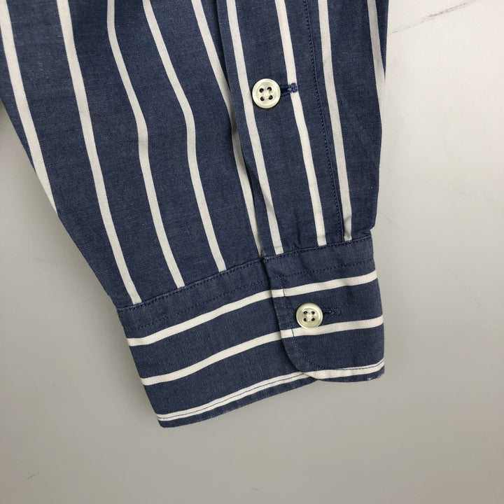 90'S Ralph Lauren BLAKE Long-Sleeve Button-Down Striped Shirt, Men's Size M (approx.), Vintage Button-Down unclear blue type Vintage Second Hand