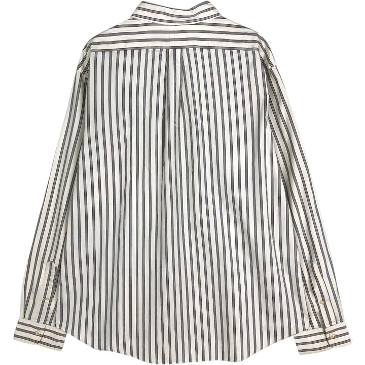 1990'S Ralph Lauren CUSTOM FIT Long-Sleeve Button-Down Striped Shirt, Men's Size XL (Vintage) cotton white type Vintage Second Hand