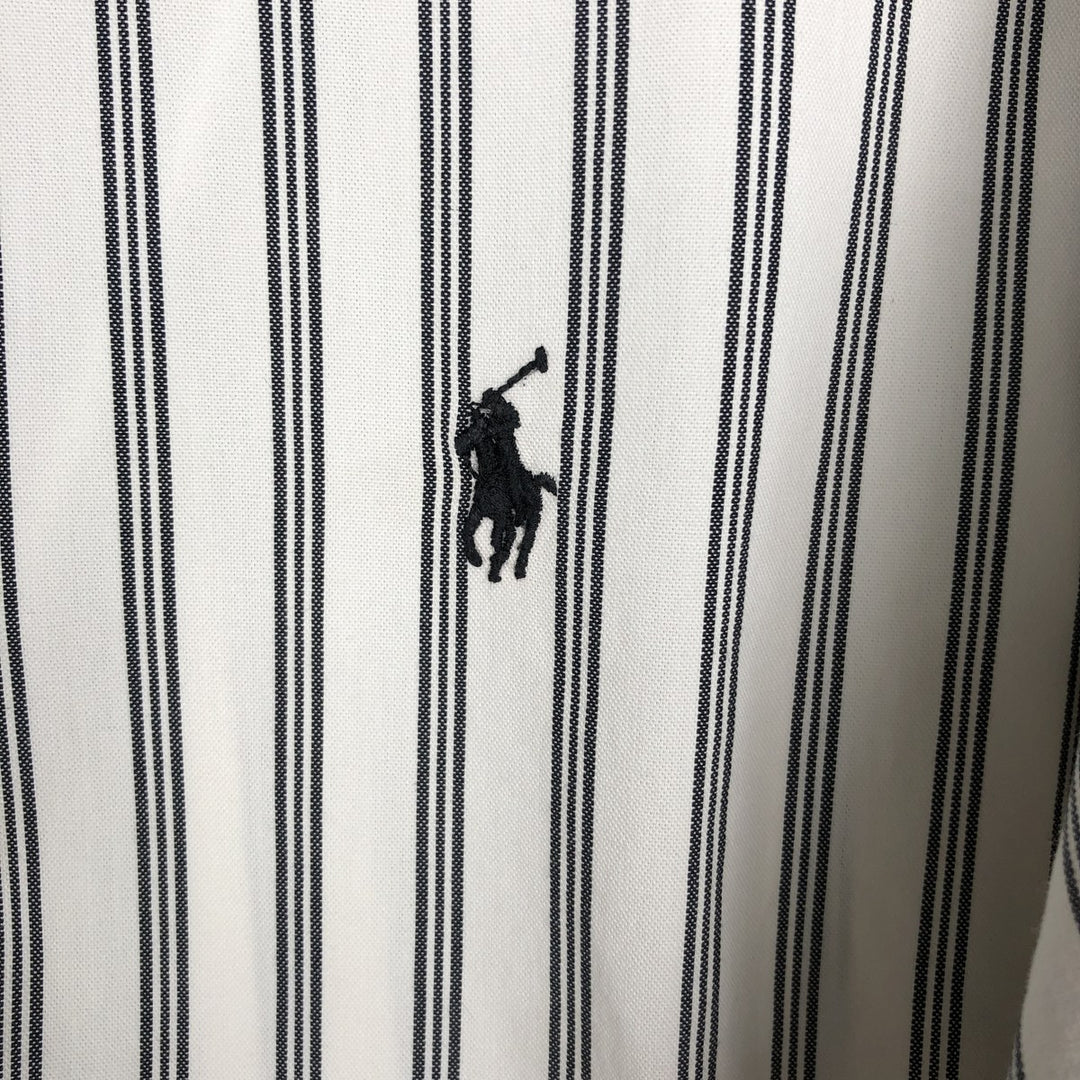 1990'S Ralph Lauren CUSTOM FIT Long-Sleeve Button-Down Striped Shirt, Men's Size XL (Vintage) cotton white type Vintage Second Hand