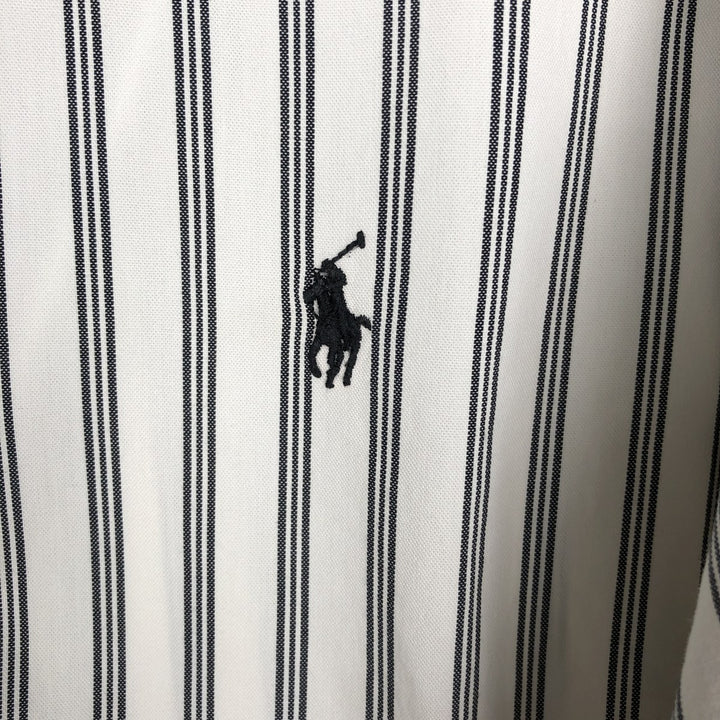 1990'S Ralph Lauren CUSTOM FIT Long-Sleeve Button-Down Striped Shirt, Men's Size XL (Vintage) cotton white type Vintage Second Hand