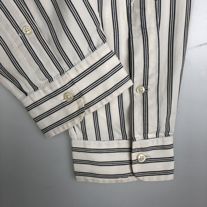 1990'S Ralph Lauren CUSTOM FIT Long-Sleeve Button-Down Striped Shirt, Men's Size XL (Vintage) cotton white type Vintage Second Hand