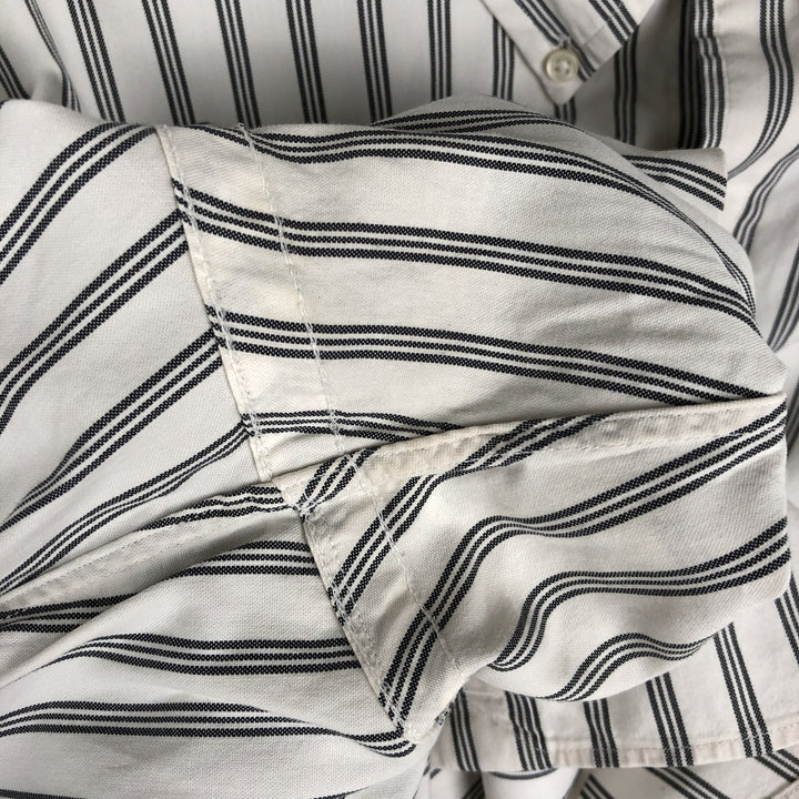 1990'S Ralph Lauren CUSTOM FIT Long-Sleeve Button-Down Striped Shirt, Men's Size XL (Vintage) cotton white type Vintage Second Hand