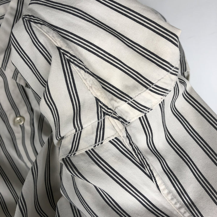 1990'S Ralph Lauren CUSTOM FIT Long-Sleeve Button-Down Striped Shirt, Men's Size XL (Vintage) cotton white type Vintage Second Hand