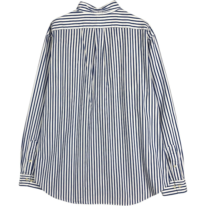 90'S Ralph Lauren CLASSIC FIT Long-Sleeve Button-Down Striped Shirt, Men's Size L (approx.), Vintage Button-Down Shirt cotton white type Vintage Second Hand