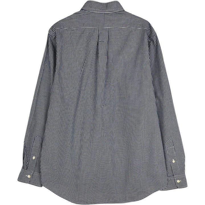 2000'S Ralph Lauren Long-Sleeve Button-Down Check Shirt, Men's Size L (approx.) cotton black type Vintage Second Hand