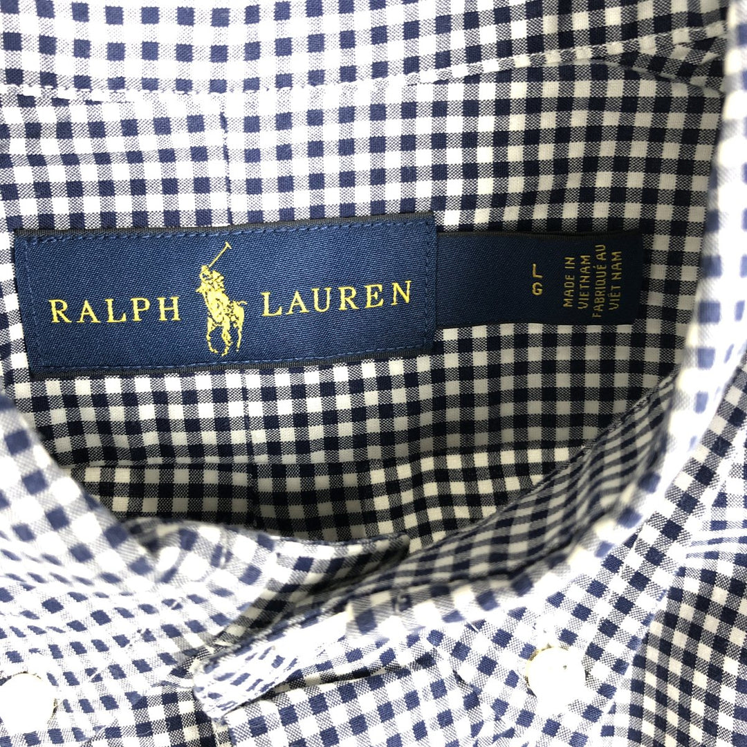 2000'S Ralph Lauren Long-Sleeve Button-Down Check Shirt, Men's Size L (approx.) cotton black type Vintage Second Hand