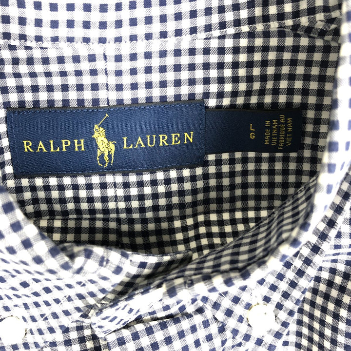 2000'S Ralph Lauren Long-Sleeve Button-Down Check Shirt, Men's Size L (approx.) cotton black type Vintage Second Hand