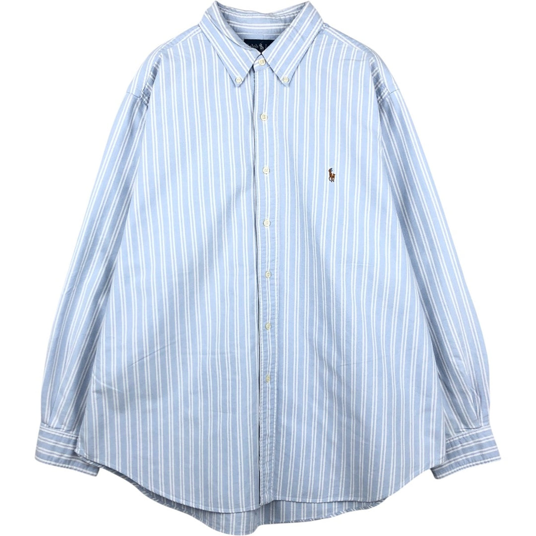Ralph Lauren Classic Fit Long Sleeve Button Down Striped Shirt Men's XL cotton Blue type light blue Vintage Second Hand