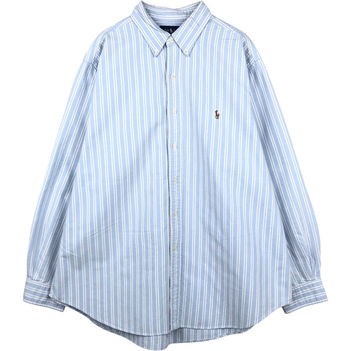 Ralph Lauren Classic Fit Long Sleeve Button Down Striped Shirt Men's XL cotton Blue type light blue Vintage Second Hand