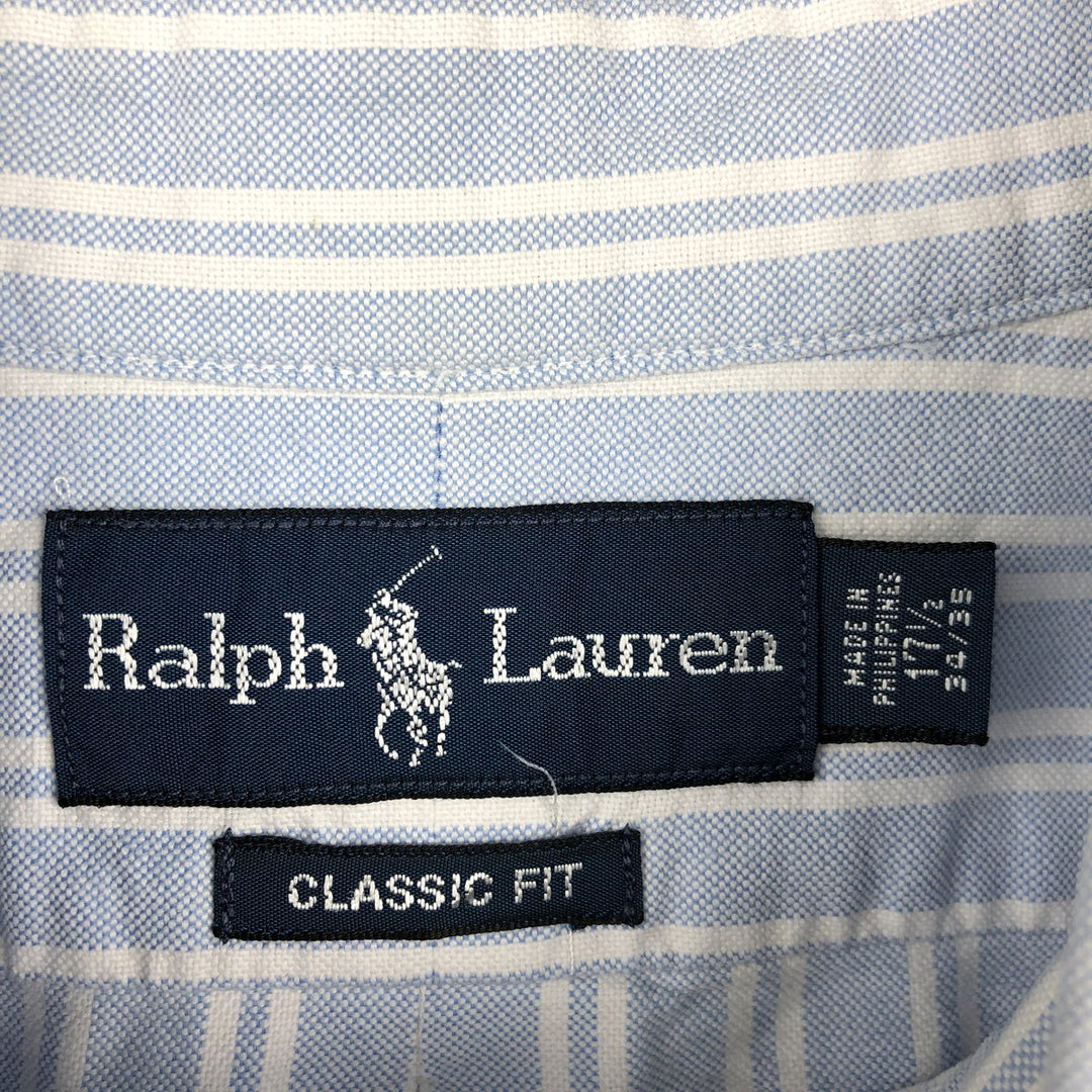 Ralph Lauren Classic Fit Long Sleeve Button Down Striped Shirt Men's XL cotton Blue type light blue Vintage Second Hand
