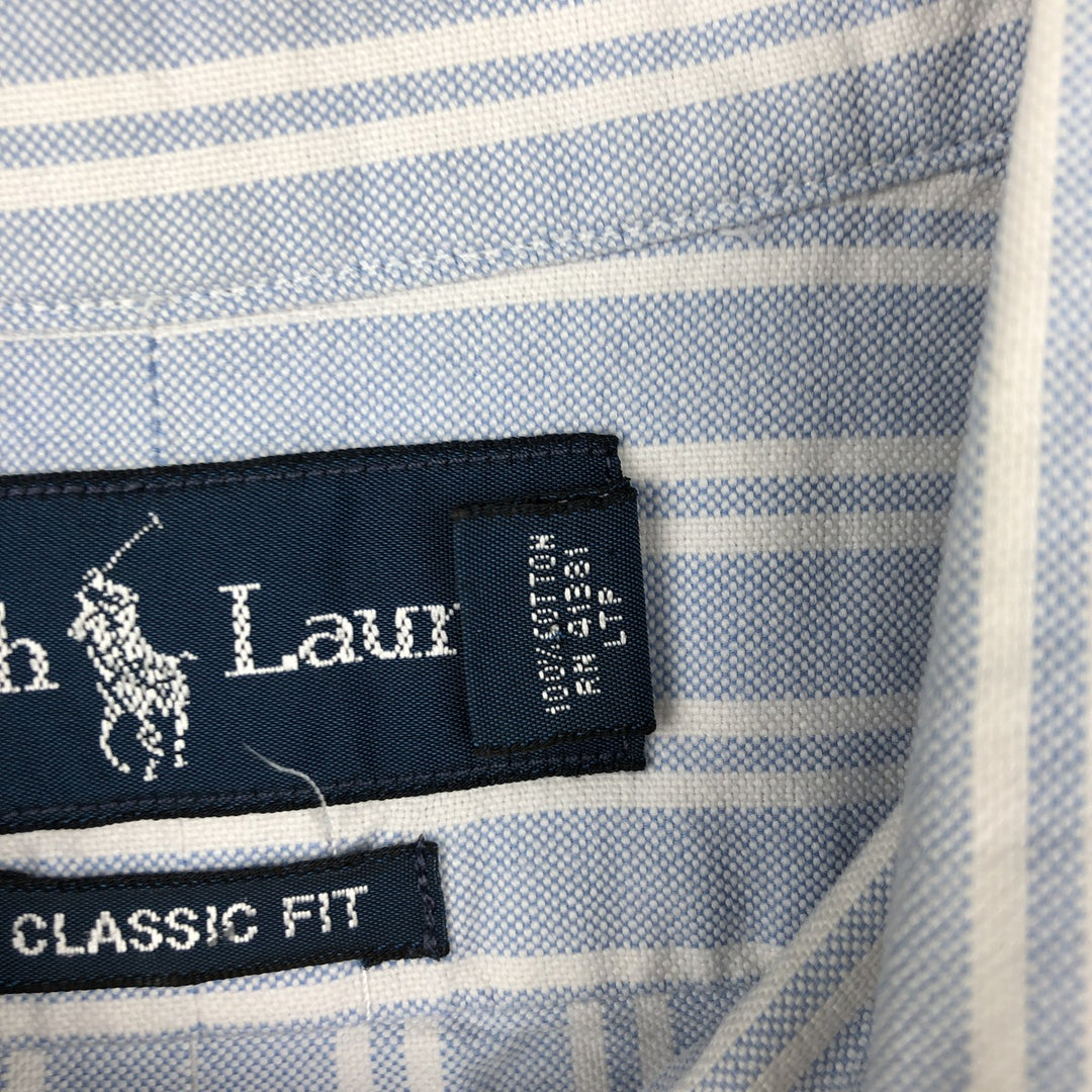 Ralph Lauren Classic Fit Long Sleeve Button Down Striped Shirt Men's XL cotton Blue type light blue Vintage Second Hand