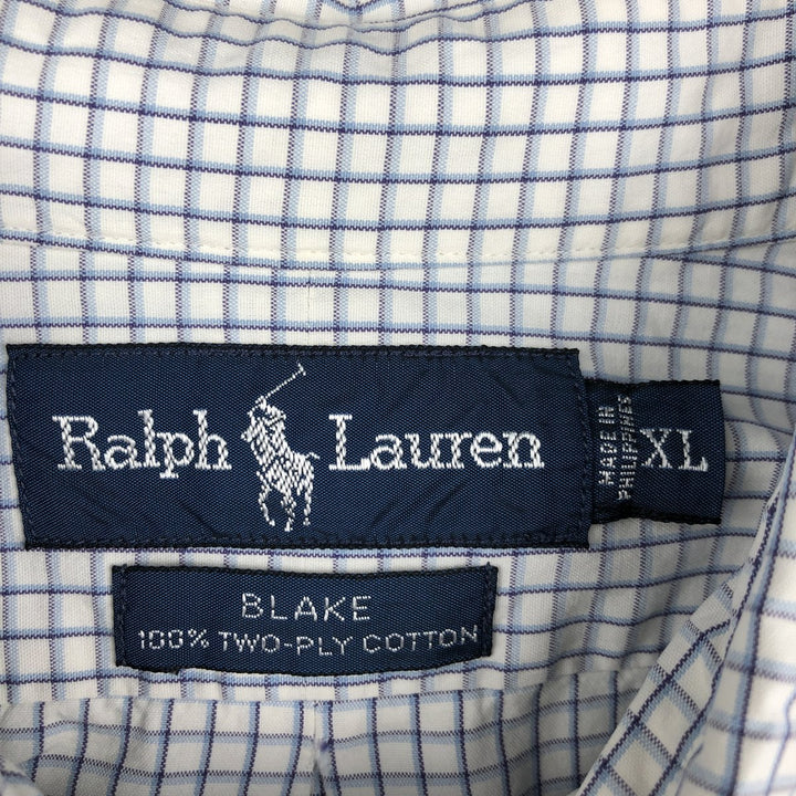 Ralph Lauren BLAKE long sleeve button down check shirt, men's XL size cotton purple type Vintage Second Hand