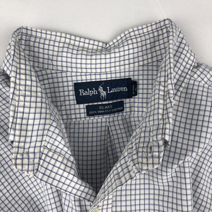 Ralph Lauren BLAKE long sleeve button down check shirt, men's XL size cotton purple type Vintage Second Hand