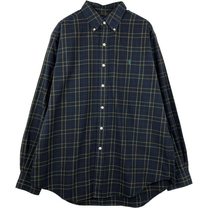 Ralph Lauren Classic Fit Long Sleeve Button Down Check Shirt Men's XL cotton navy blue type Vintage Second Hand