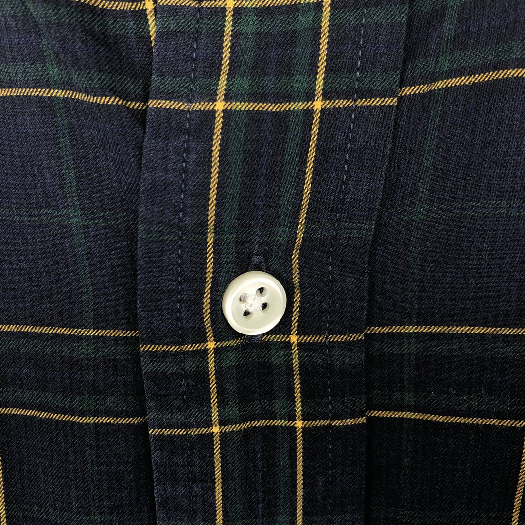 Ralph Lauren Classic Fit Long Sleeve Button Down Check Shirt Men's XL cotton navy blue type Vintage Second Hand