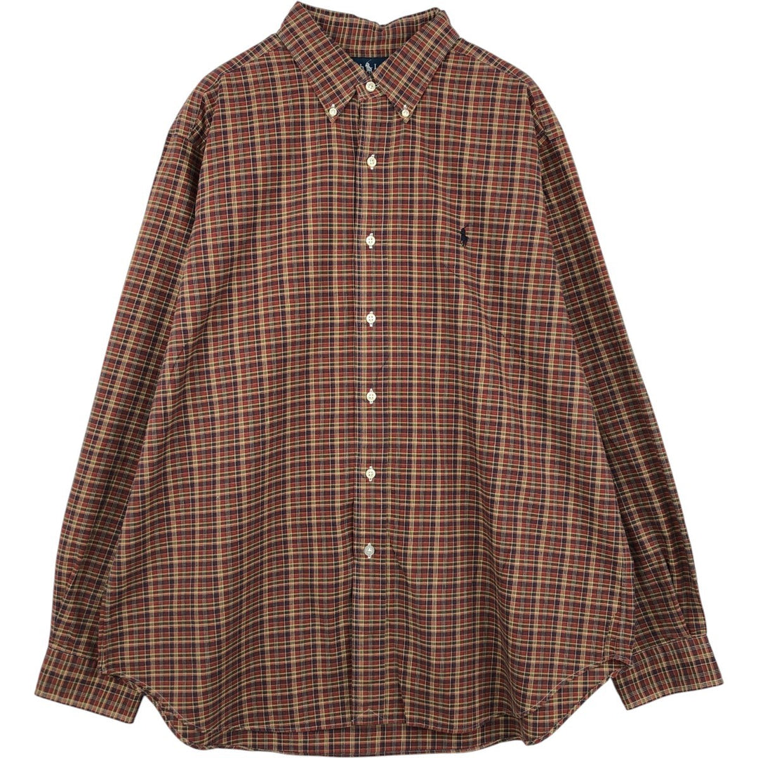 Ralph Lauren Classic Fit Long Sleeve Button Down Check Shirt Men's XL cotton red type Vintage Second Hand