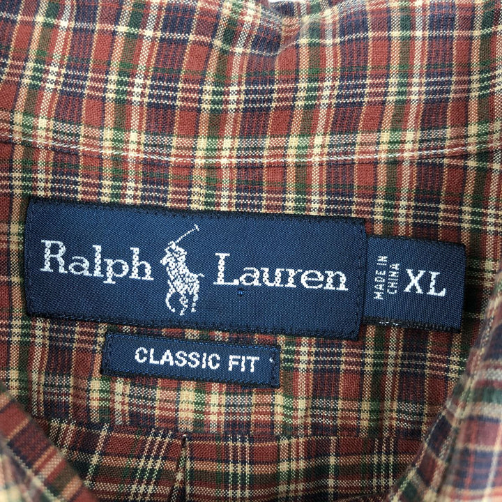 Ralph Lauren Classic Fit Long Sleeve Button Down Check Shirt Men's XL cotton red type Vintage Second Hand