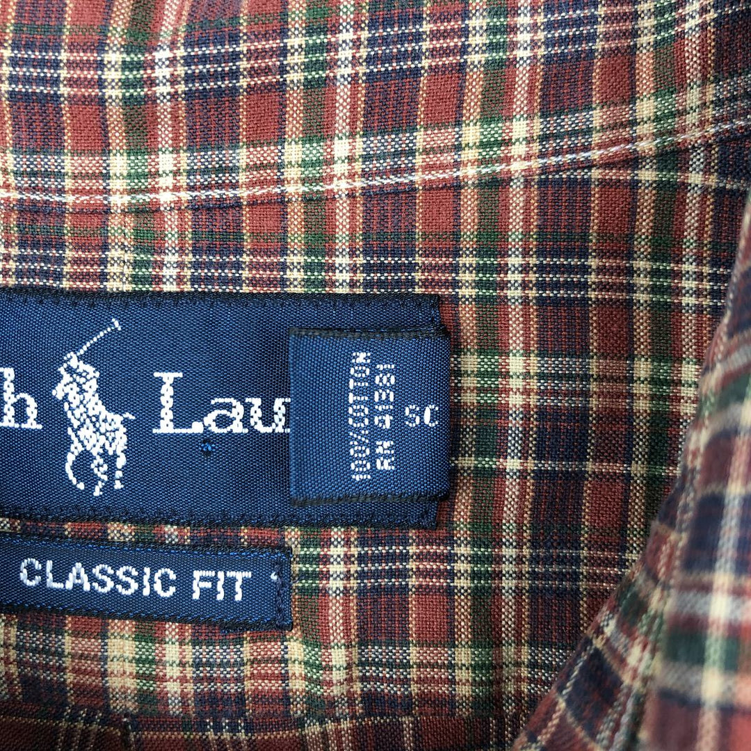 Ralph Lauren Classic Fit Long Sleeve Button Down Check Shirt Men's XL cotton red type Vintage Second Hand