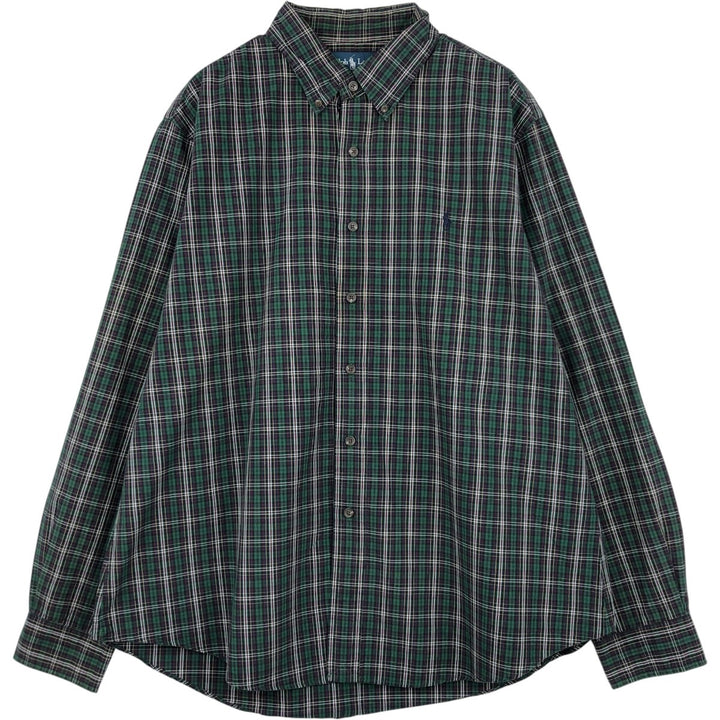 Ralph Lauren CUSTOM FIT long sleeve button down check shirt men's XL size cotton green type Vintage Second Hand