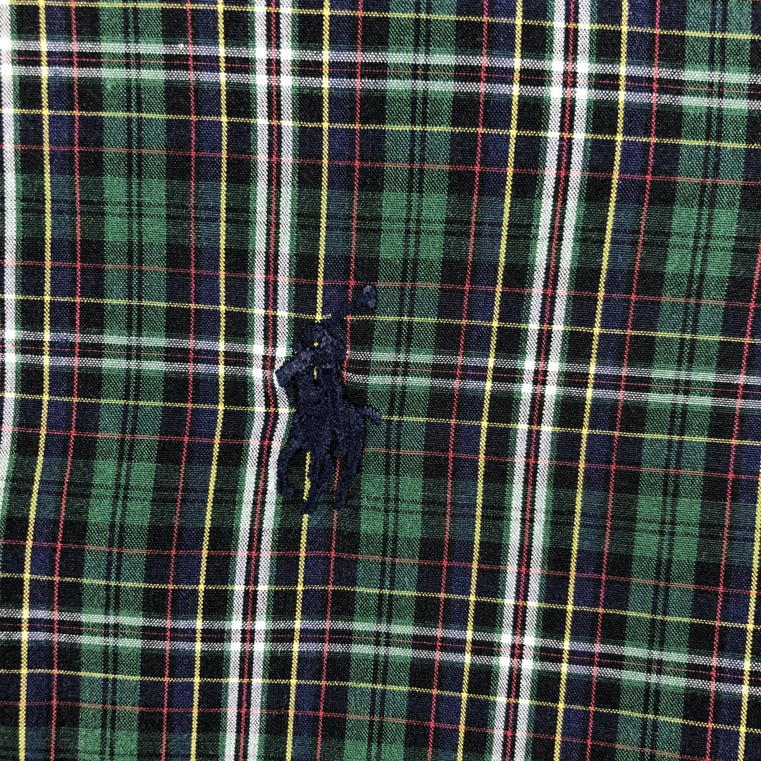 Ralph Lauren CUSTOM FIT long sleeve button down check shirt men's XL size cotton green type Vintage Second Hand